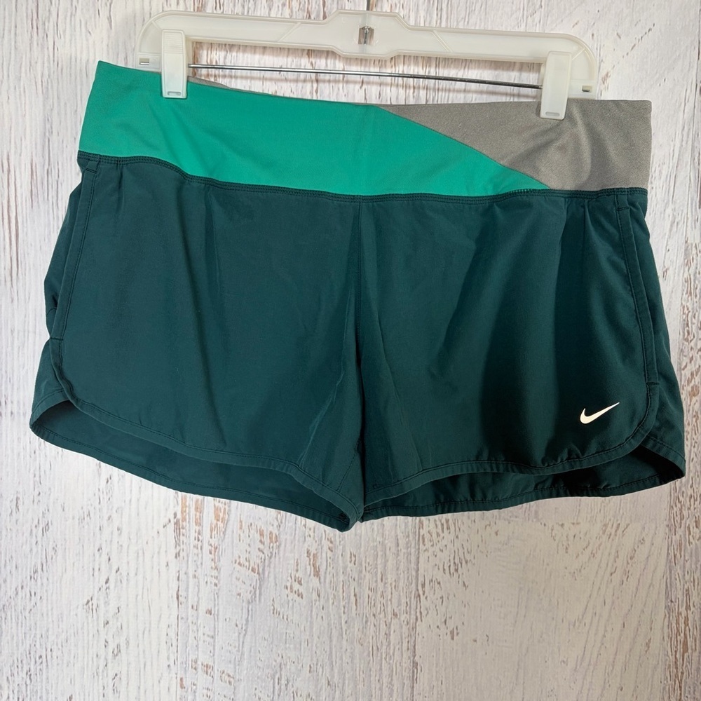 Nike Teal and Gray Colorblock Athletic Shorts
